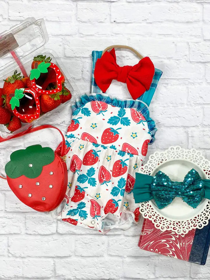 Strawberry Gingham Infant Romper