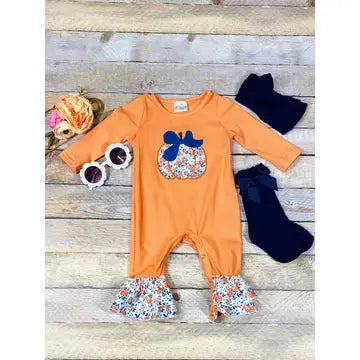 Floral Pumpkin Infant Romper