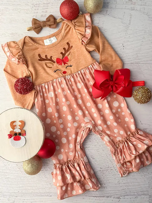 Ruffled Reindeer Infant Romper